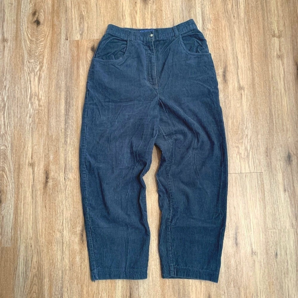 Karen Scott - Vintage High Waisted Corduroy Pants - Blue Cotton - Size 12